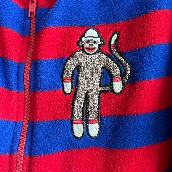 Nick and Nora Striped Sock Monkey Footed Footies 1 Piece Pajamas Size Medium - Picture 8 of 8